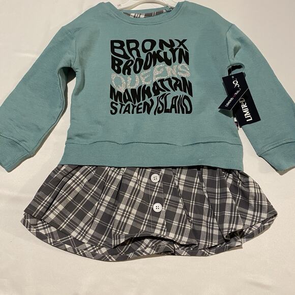 Limited Too Girl's Bronx Brooklyn Queens Sweatshirt Dress Sizes 4 & 5 BRAND NEW - Picture 1 of 5
